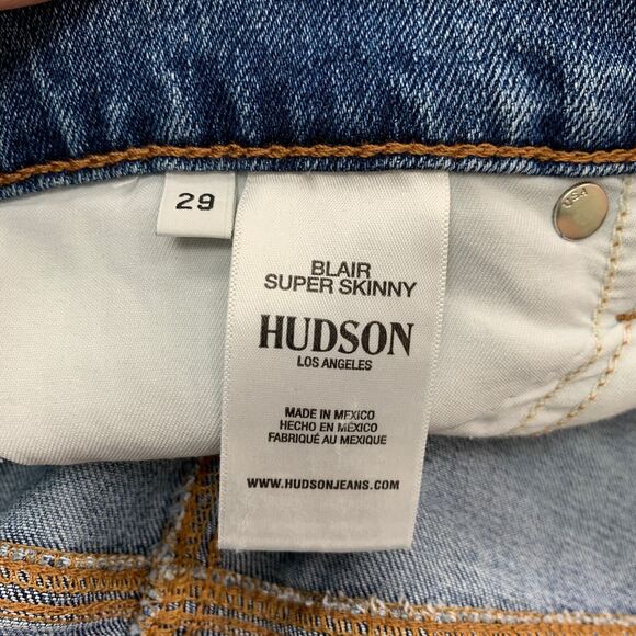 Hudson Jeans Womens 29 Blue Denim Button Fly Blair Super Skinny Cotton Blend - Picture 9 of 13